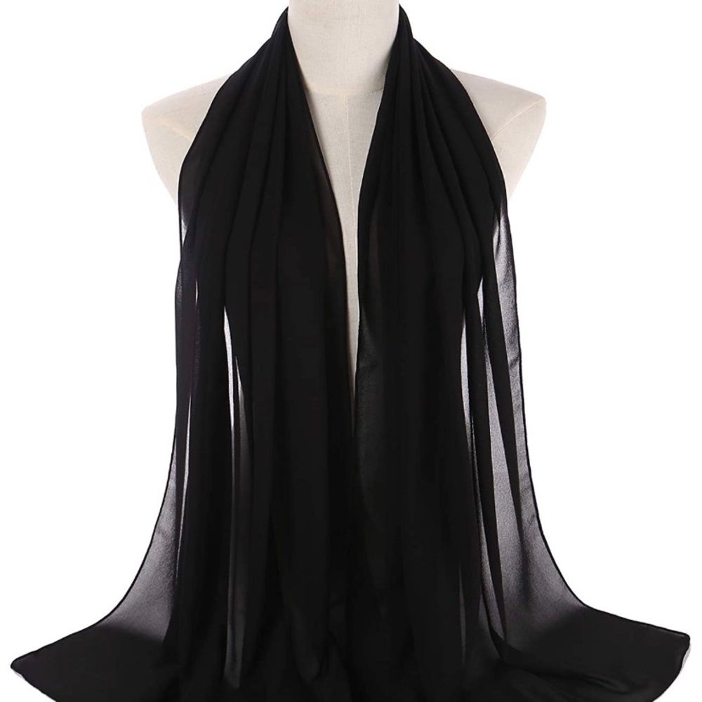 New Chiffon Hijab (Colors: Black + White)